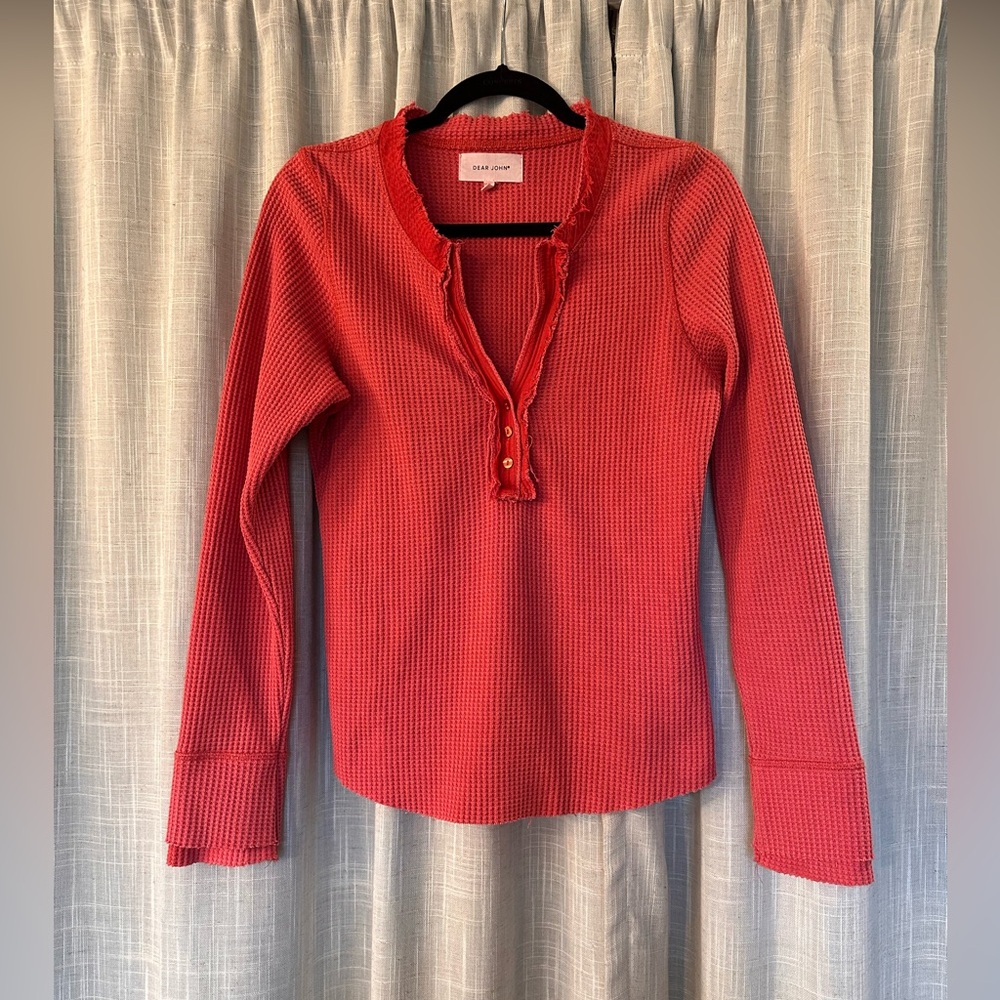 Dear John Vibrant Red Waffle Knit Top